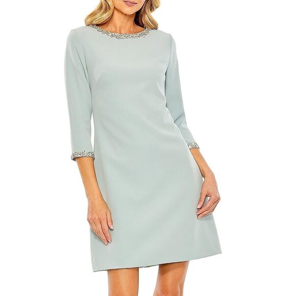 FLAW - NWT Mac Duggal Embellished A-Line Cocktail Dress Seafoam Medium #9872 - Picture 1 of 11